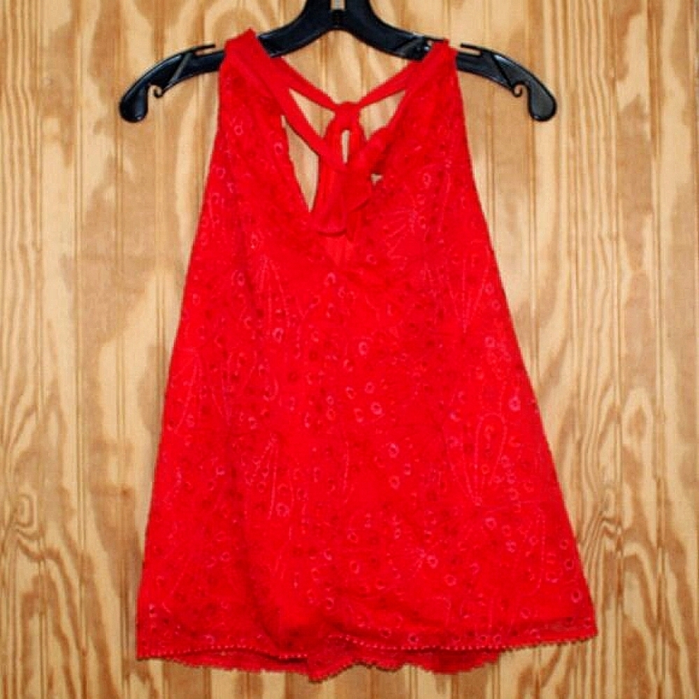 NWT Sofia Jeans Red Embroidered Tank Top - Size M